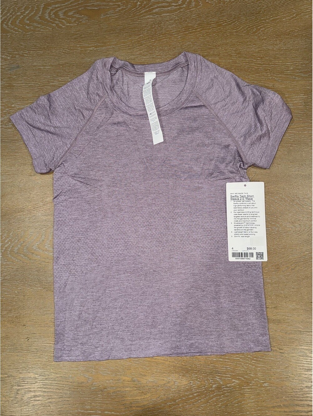 Lululemon Swiftly Tech Short-Sleeve Shirt 2.0 *Waist Length SIZE 4 Lilac Play
